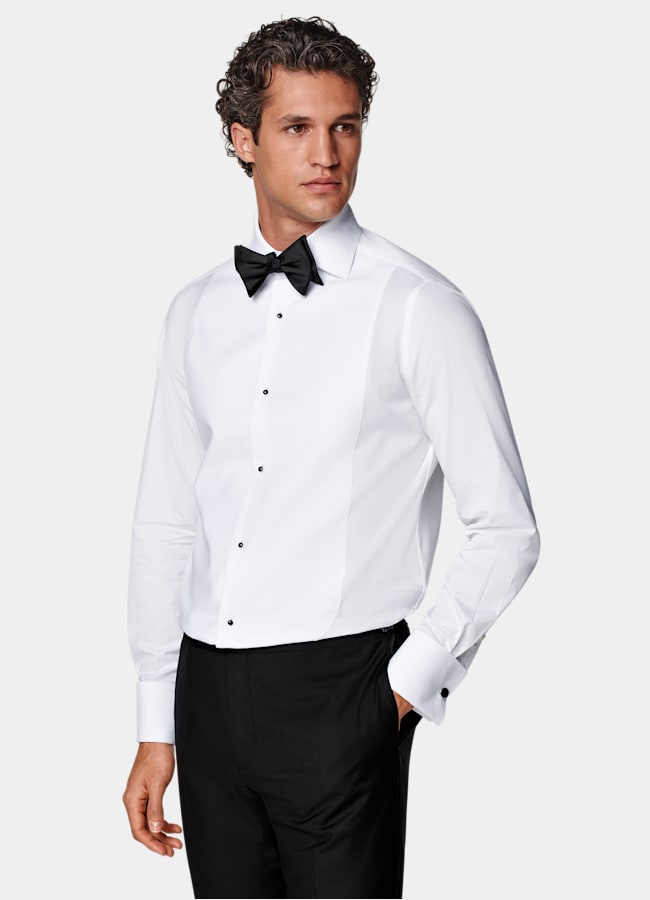 SUITSUPPLY Algodón egipcio de Testa 1919 Srl, Italia Camisa de esmoquin blanca piqué corte Tailored