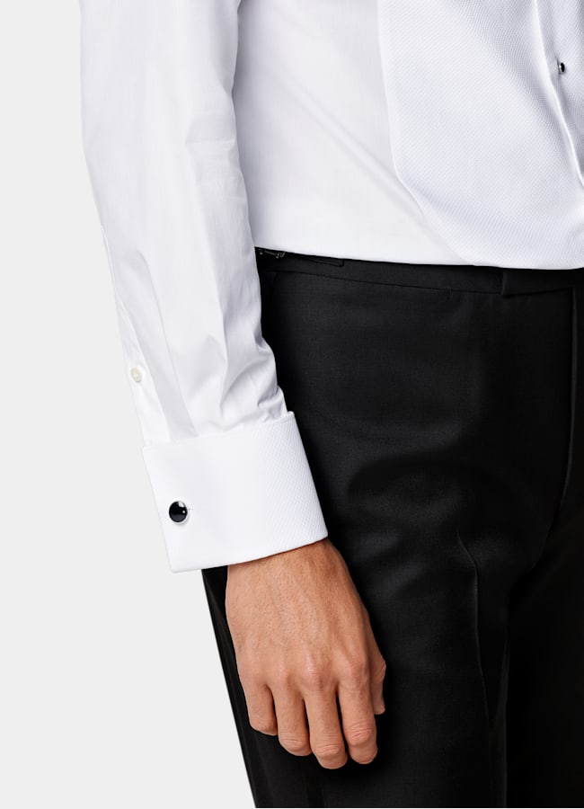 SUITSUPPLY Algodón egipcio de Testa 1919 Srl, Italia Camisa de esmoquin blanca piqué corte Tailored