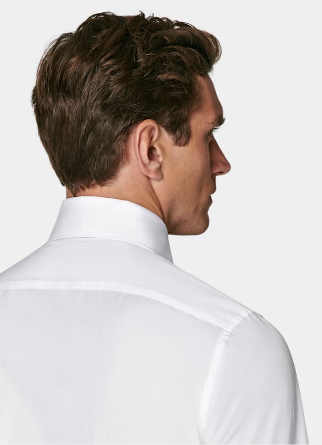 SUITSUPPLY Egyptian Cotton by Testa 1919 Srl, Italy White Plissé Tailored Fit Tuxedo Shirt