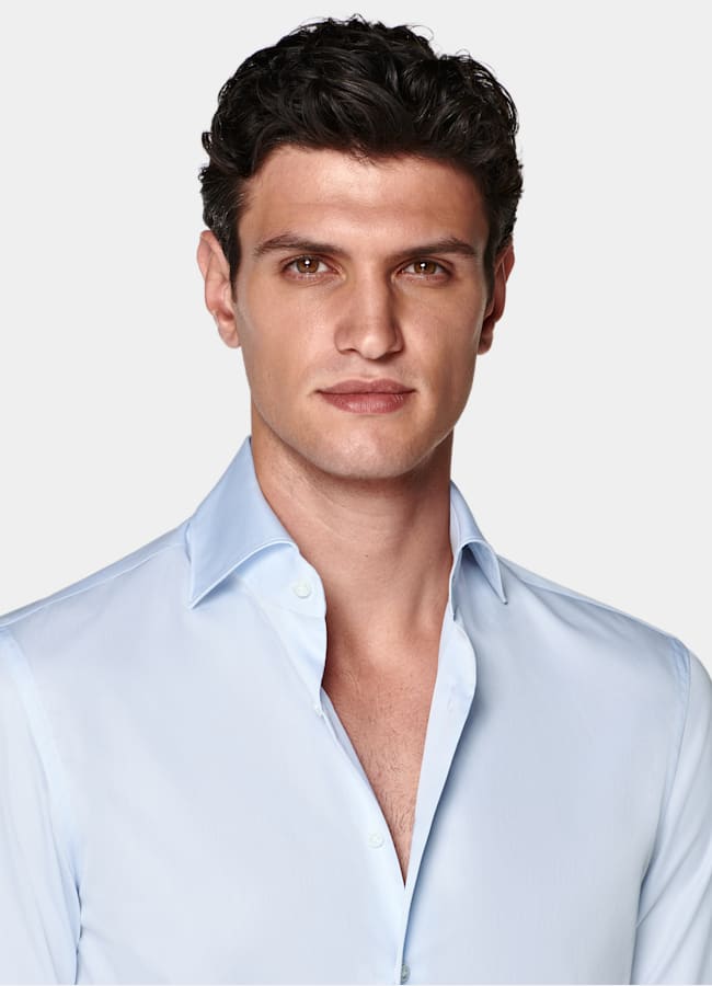 SUITSUPPLY Egyptian Cotton by Thomas Mason, Italy Light Blue Widespread Collar Shirt