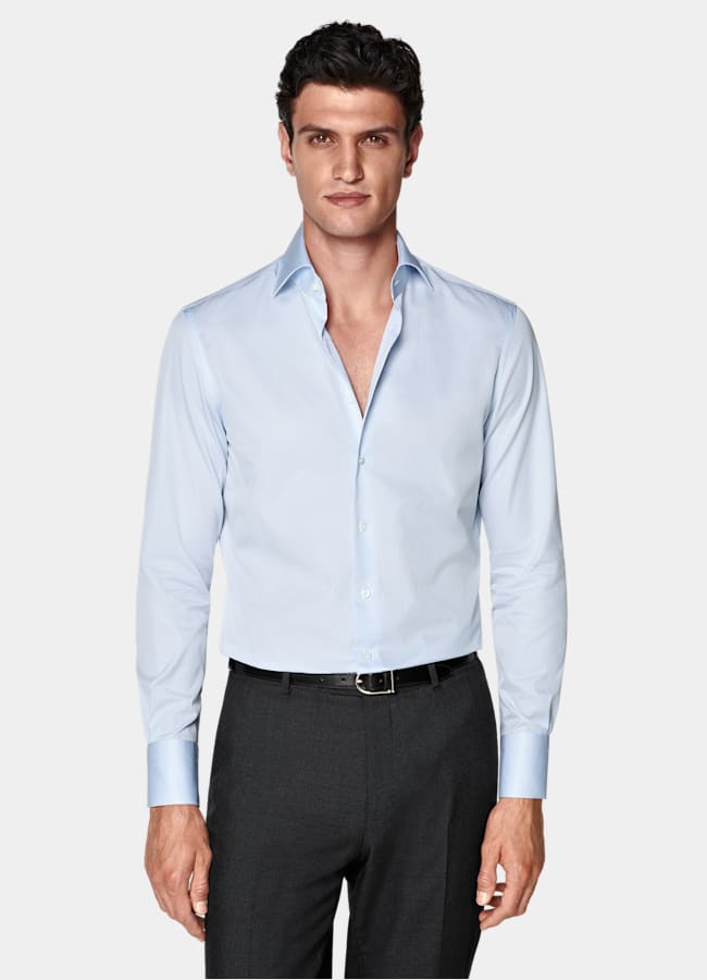 SUITSUPPLY Egyptian Cotton by Thomas Mason, Italy Light Blue Widespread Collar Shirt