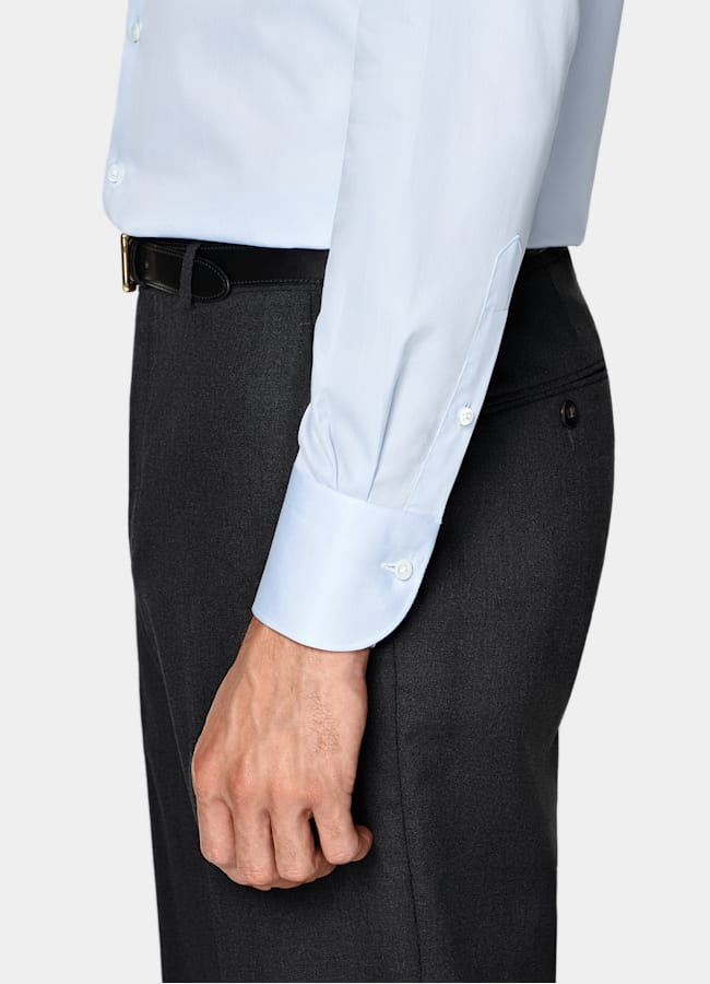 SUITSUPPLY Egyptian Cotton by Thomas Mason, Italy Light Blue Widespread Collar Shirt