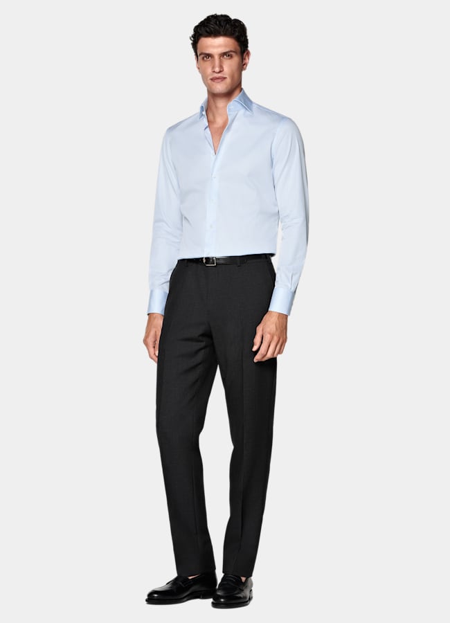 SUITSUPPLY Egyptian Cotton by Thomas Mason, Italy Light Blue Widespread Collar Shirt