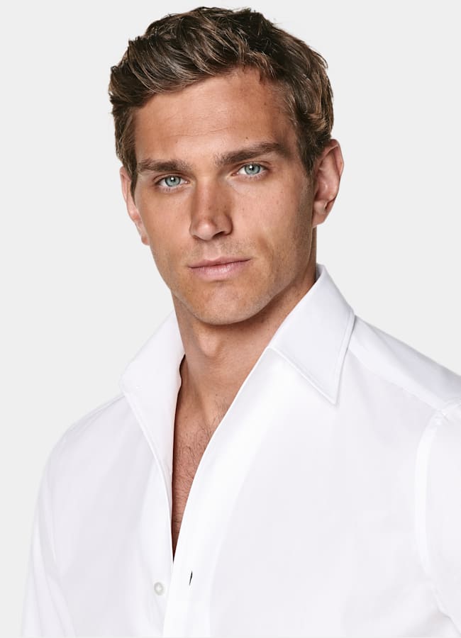 SUITSUPPLY Egyptian Cotton by Testa 1919 Srl, Italy White Classic Collar Shirt