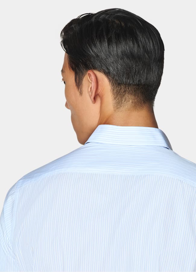 SUITSUPPLY Egyptian Cotton by Albini, Italy Light Blue Striped Classic Collar Shirt