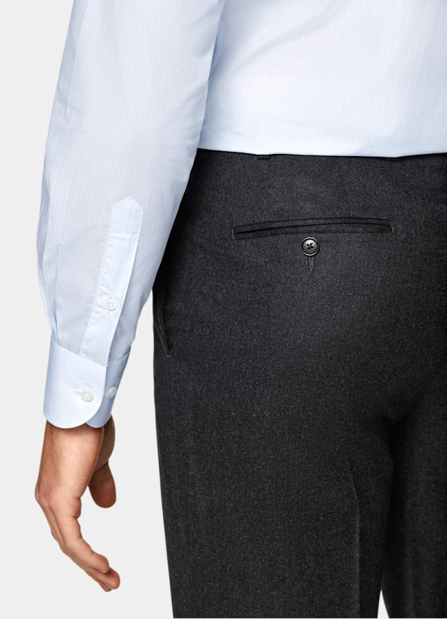 SUITSUPPLY Egyptian Cotton by Albini, Italy Light Blue Striped Widespread Collar Shirt