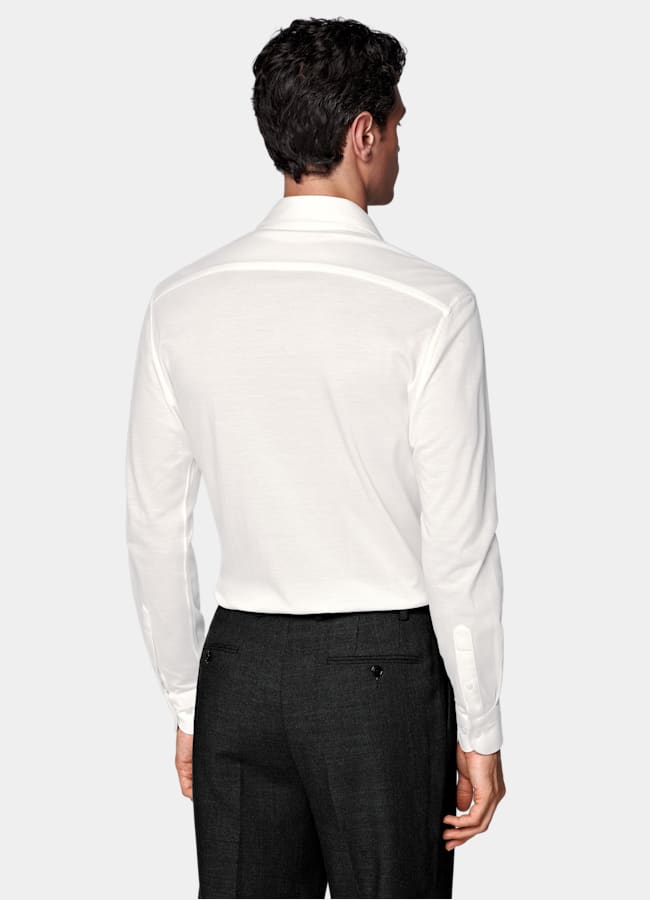 SUITSUPPLY Knitted Egyptian Cotton by Tessilmaglia, Italy Off-White Cotton Shirt