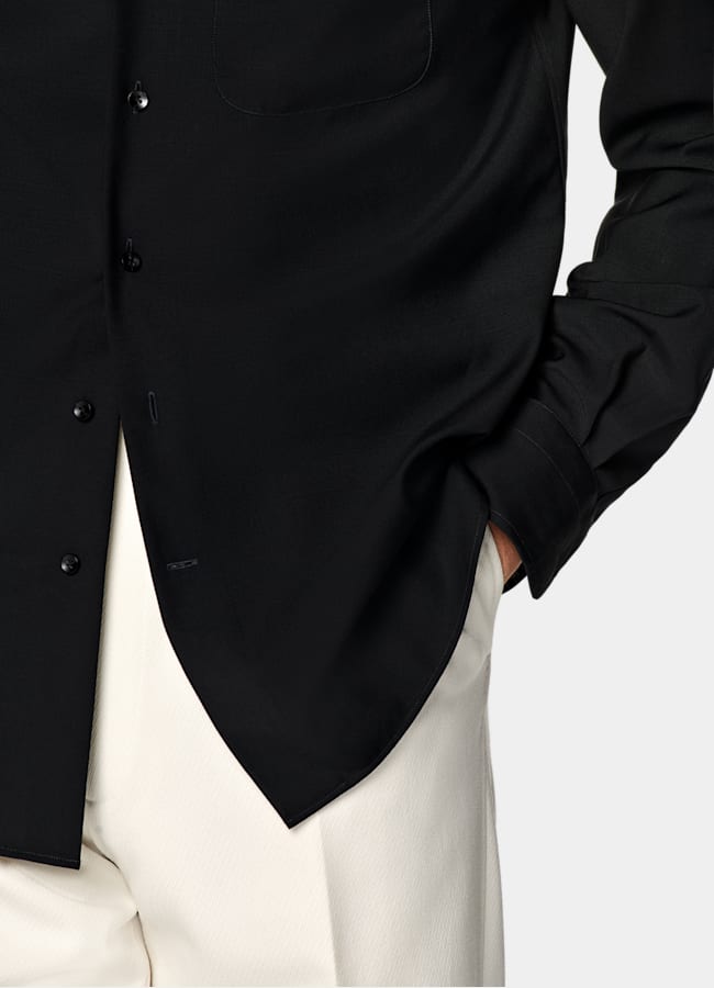 SUITSUPPLY Pure Wool by Reda, Italy Black Wool Shirt