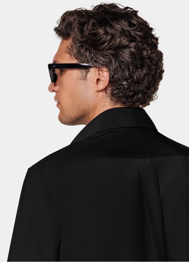 SUITSUPPLY Pure Wool by Reda, Italy Black Wool Shirt