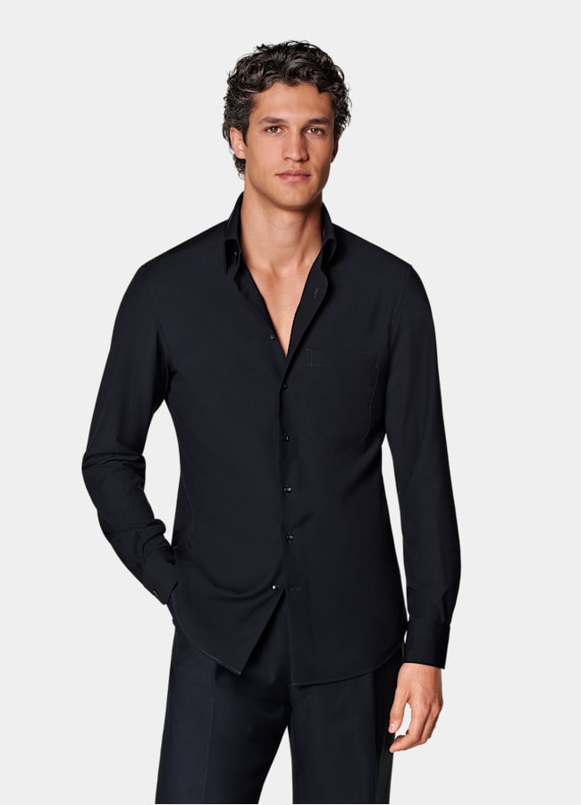 SUITSUPPLY Pure Wool by Reda, Italy Navy Wool Shirt