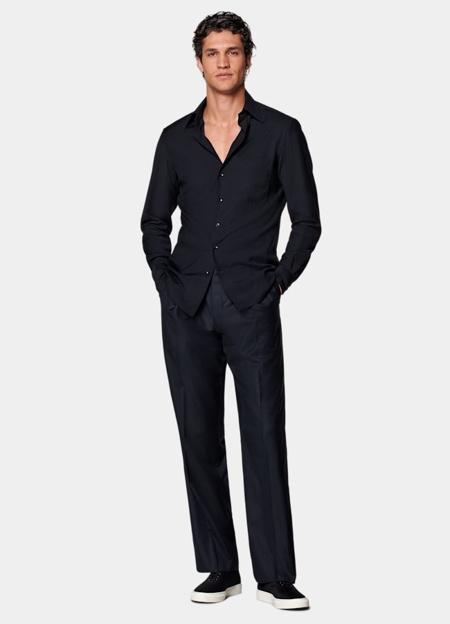 SUITSUPPLY Pure Wool by Reda, Italy Navy Wool Shirt
