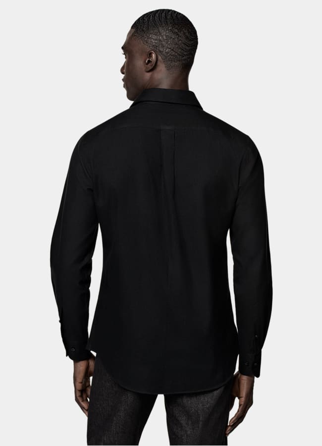SUITSUPPLY Flanella di cotone egiziano - Beste, Italia Camicia nera tailored fit