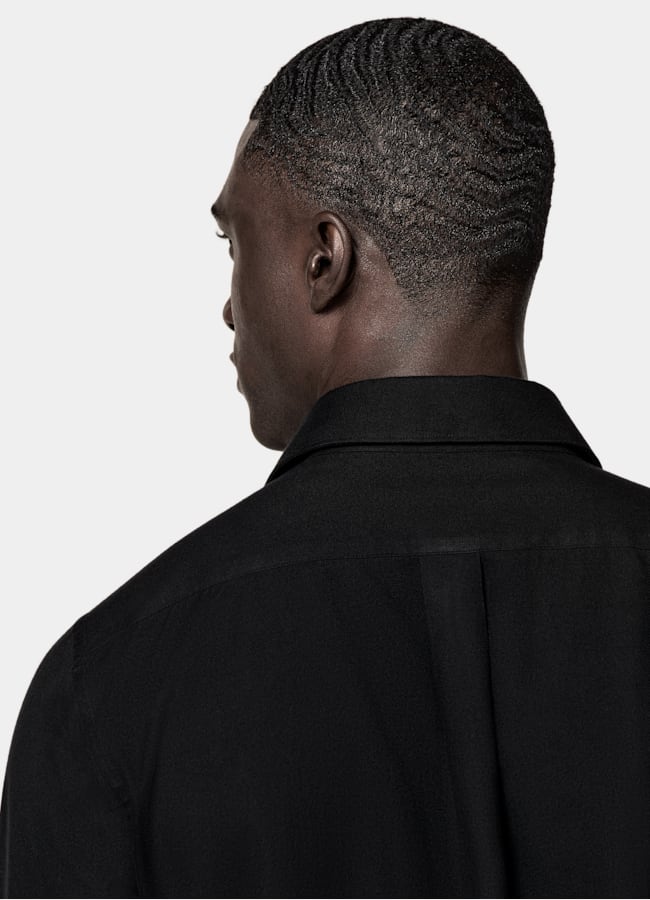 SUITSUPPLY Flanella di cotone egiziano - Beste, Italia Camicia nera tailored fit