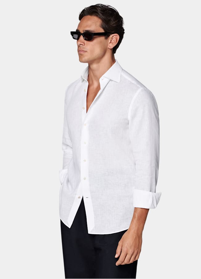 SUITSUPPLY Pure Linen by Albini, Italy White Linen Shirt