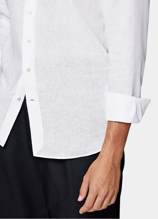 SUITSUPPLY Pure Linen by Albini, Italy White Linen Shirt