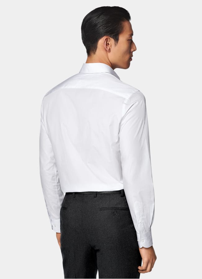 SUITSUPPLY Egyptian Cotton by Albini, Italy Light Grey Striped Widespread Collar Shirt