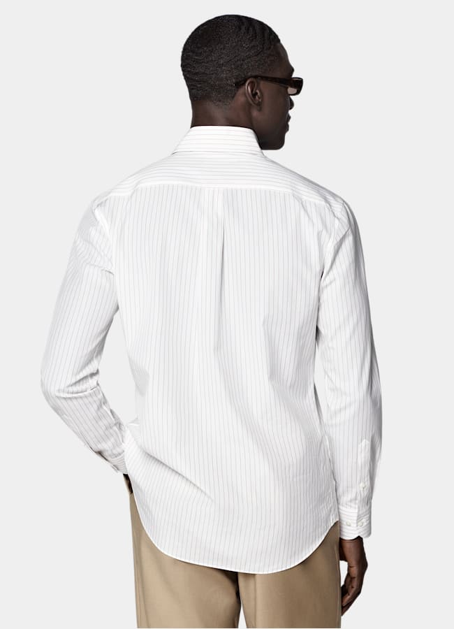 SUITSUPPLY Egyptian Cotton by Albini, Italy Sand Striped Point Collar Shirt