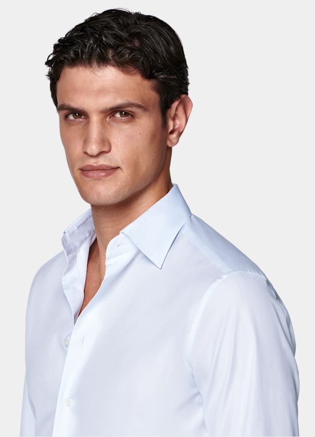 SUITSUPPLY Ägyptische Baumwolle von Testa 1919 Srl, Italien Leinenhemd hellblau mit klassischem Kragen