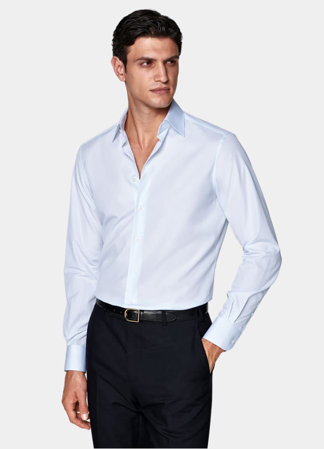 SUITSUPPLY Ägyptische Baumwolle von Testa 1919 Srl, Italien Leinenhemd hellblau mit klassischem Kragen