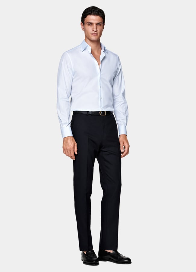 SUITSUPPLY Ägyptische Baumwolle von Testa 1919 Srl, Italien Leinenhemd hellblau mit klassischem Kragen