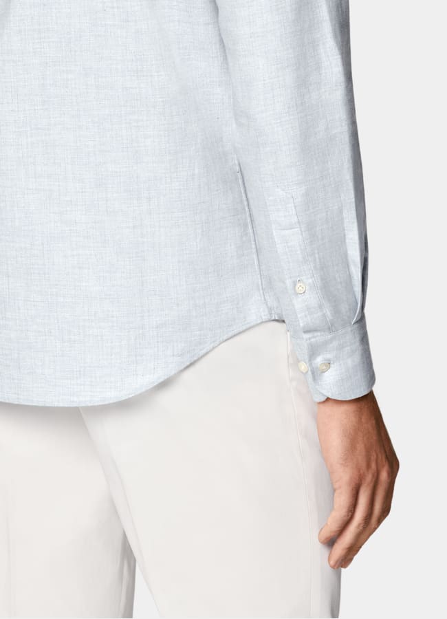 SUITSUPPLY Egyptian Cotton Flannel by Beste, Italy Light Blue Cotton Flannel Shirt