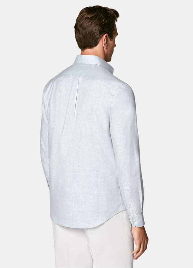 SUITSUPPLY Egyptian Cotton Flannel by Beste, Italy Light Blue Cotton Flannel Shirt