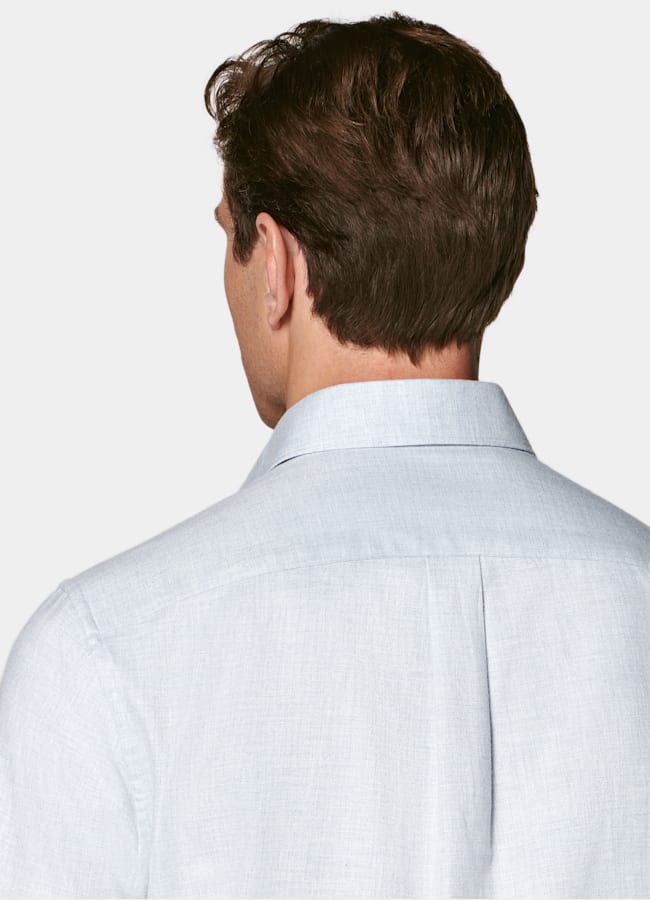 SUITSUPPLY Egyptian Cotton Flannel by Beste, Italy Light Blue Cotton Flannel Shirt