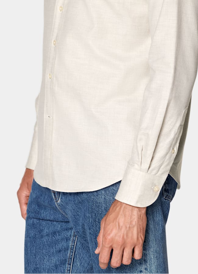 SUITSUPPLY Egyptian Cotton Flannel by Beste, Italy Sand Cotton Flannel Shirt