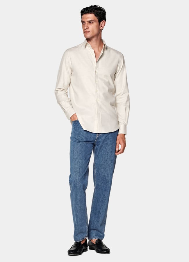 SUITSUPPLY Egyptian Cotton Flannel by Beste, Italy Sand Cotton Flannel Shirt