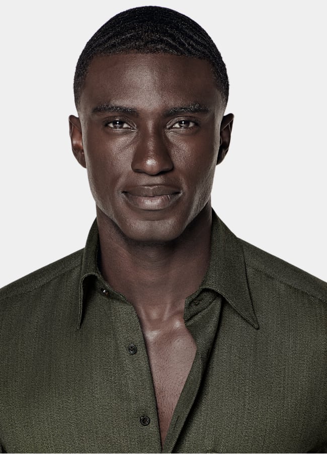 SUITSUPPLY Pure Wool by Vitale Barberis Canonico, Italy Green Wool Overshirt