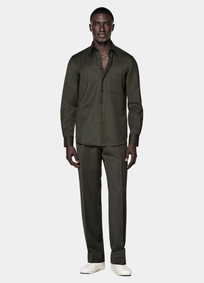 SUITSUPPLY Pure Wool by Vitale Barberis Canonico, Italy Green Wool Overshirt