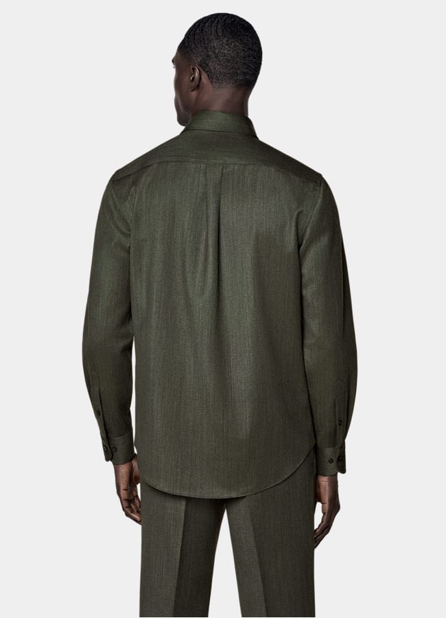 SUITSUPPLY Pure Wool by Vitale Barberis Canonico, Italy Green Wool Overshirt