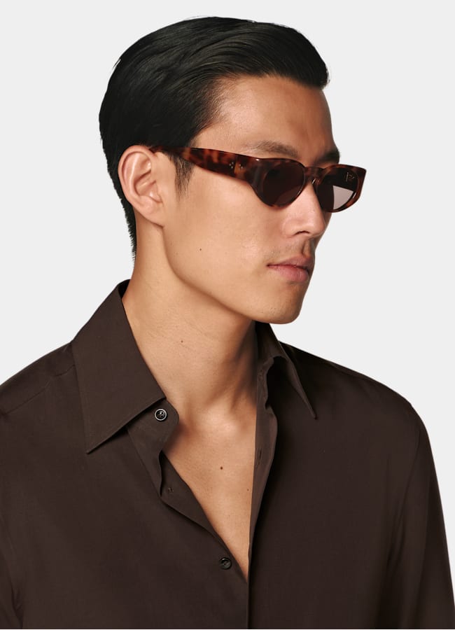 SUITSUPPLY Tencel de Albini, Italia Camisa de lyocell marrón oscuro