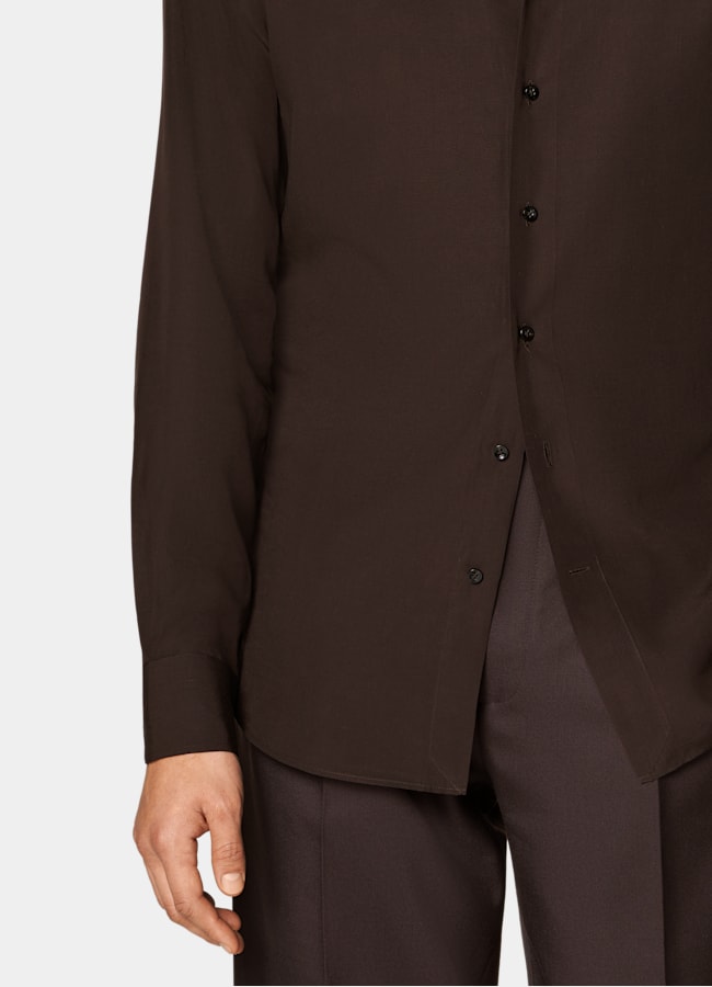SUITSUPPLY Tencel de Albini, Italia Camisa de lyocell marrón oscuro