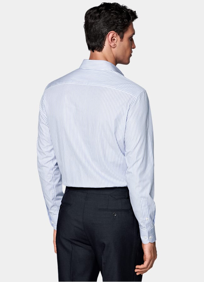 SUITSUPPLY Pure Cotton by Sidogras, Spain White Striped Classic Collar Shirt