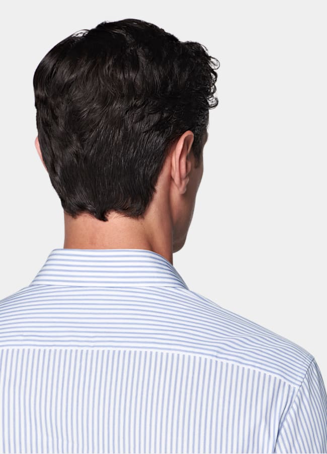 SUITSUPPLY Pure Cotton by Sidogras, Spain White Striped Classic Collar Shirt