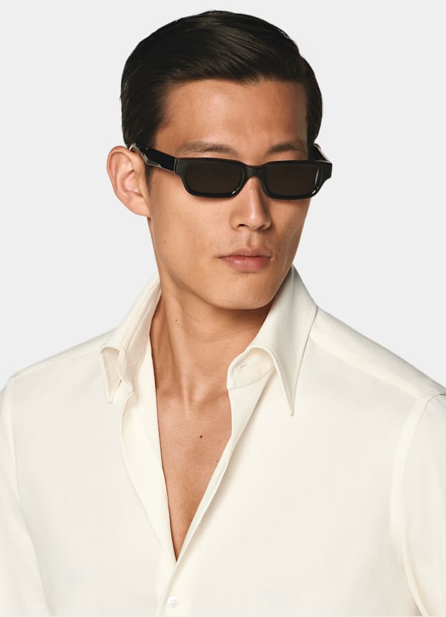 SUITSUPPLY Pure Wool Crepe by ARCHé, Italy Off-White Wool Shirt