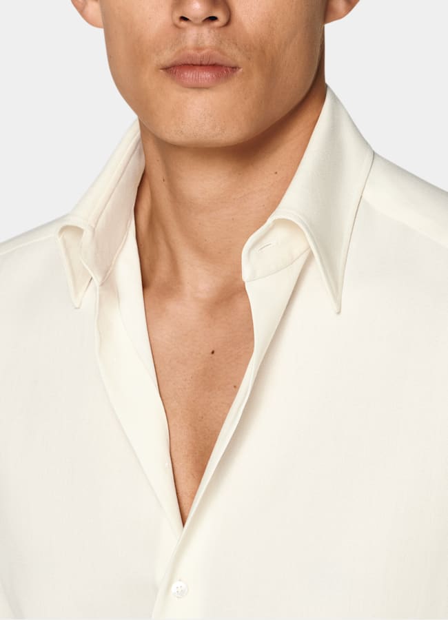 SUITSUPPLY Pure Wool Crepe by ARCHé, Italy Off-White Wool Shirt