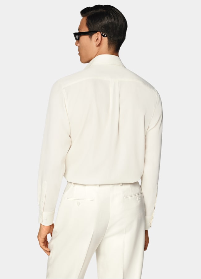 SUITSUPPLY Pure Wool Crepe by ARCHé, Italy Off-White Wool Shirt