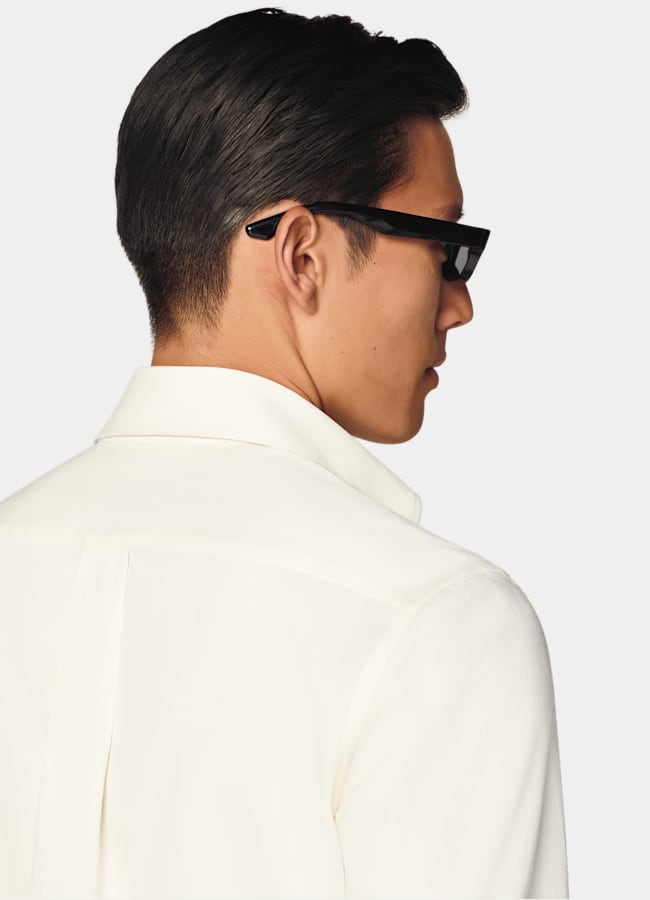 SUITSUPPLY Pure Wool Crepe by ARCHé, Italy Off-White Wool Shirt