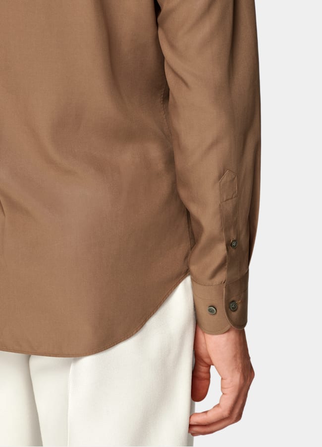 SUITSUPPLY Lyocell by Sidogras, Spain Mid Brown Lyocell Shirt
