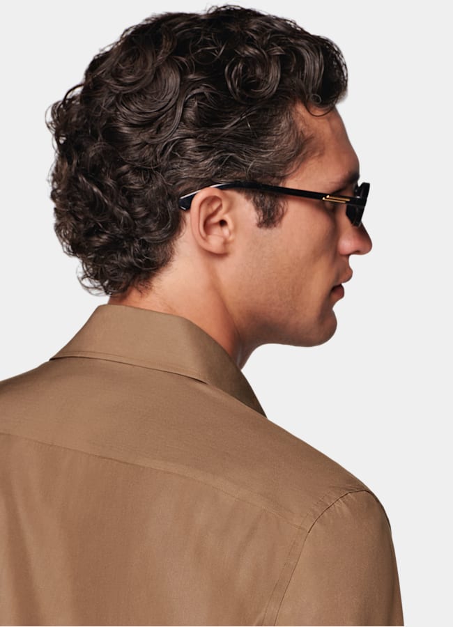 SUITSUPPLY Lyocell by Sidogras, Spain Mid Brown Lyocell Shirt