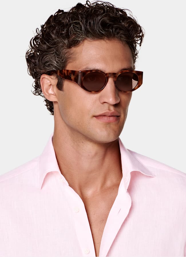 SUITSUPPLY Pure Linen by Albini, Italy Pink Linen Shirt