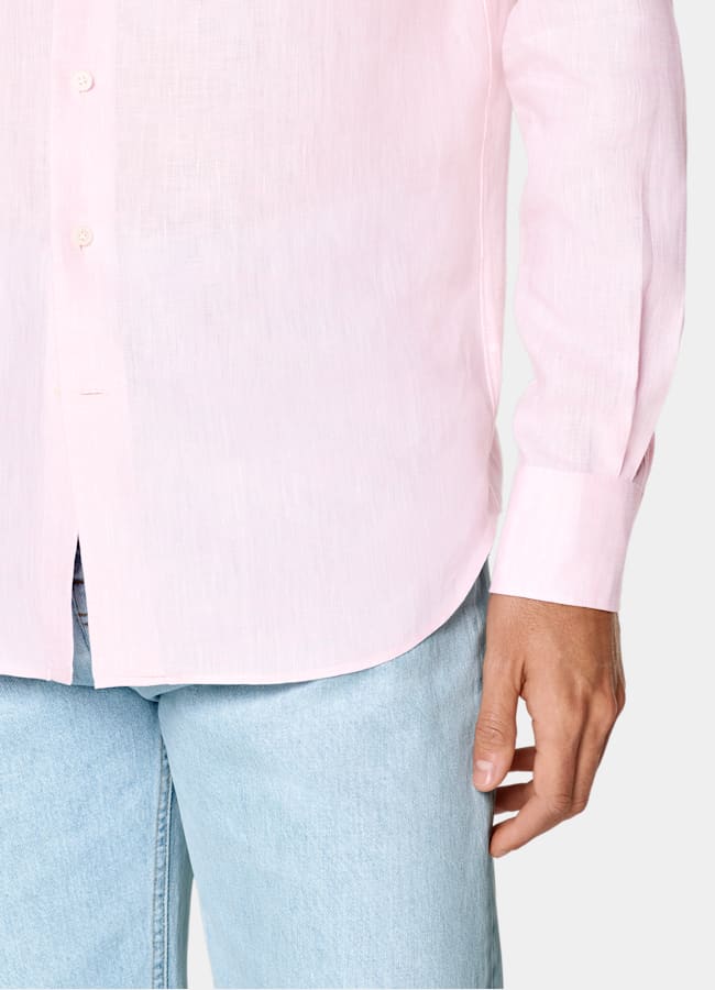 SUITSUPPLY Pure Linen by Albini, Italy Pink Linen Shirt