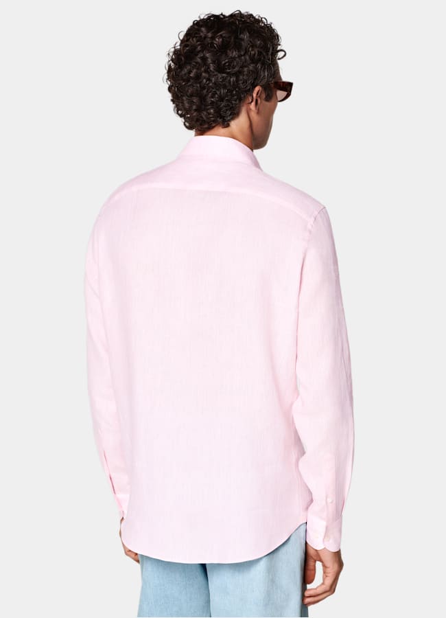 SUITSUPPLY Pure Linen by Albini, Italy Pink Linen Shirt