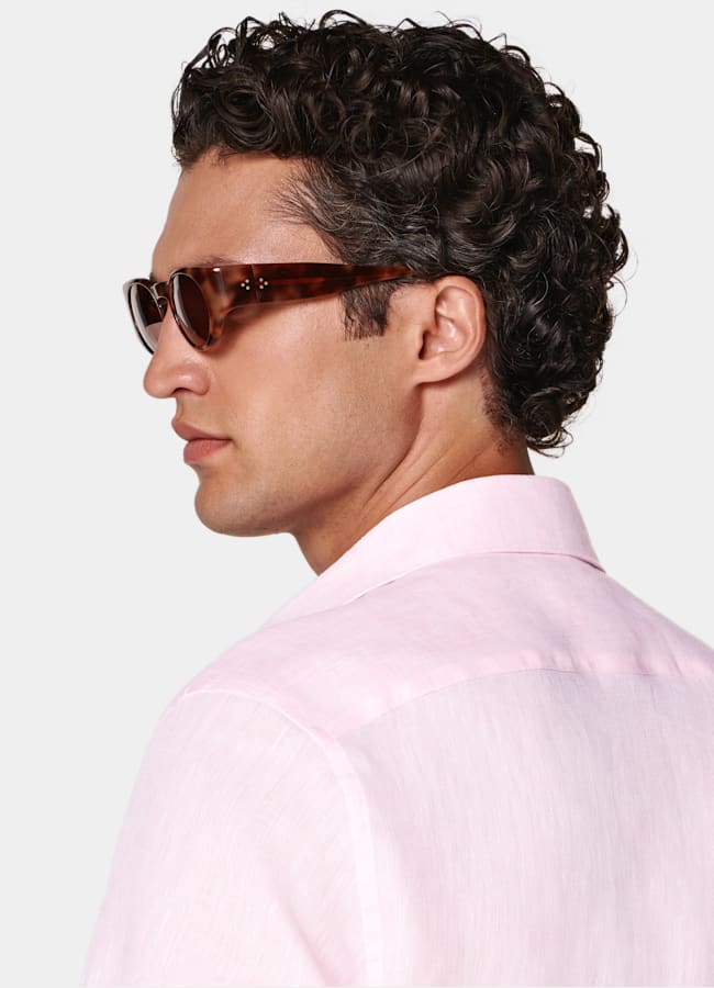SUITSUPPLY Pure Linen by Albini, Italy Pink Linen Shirt