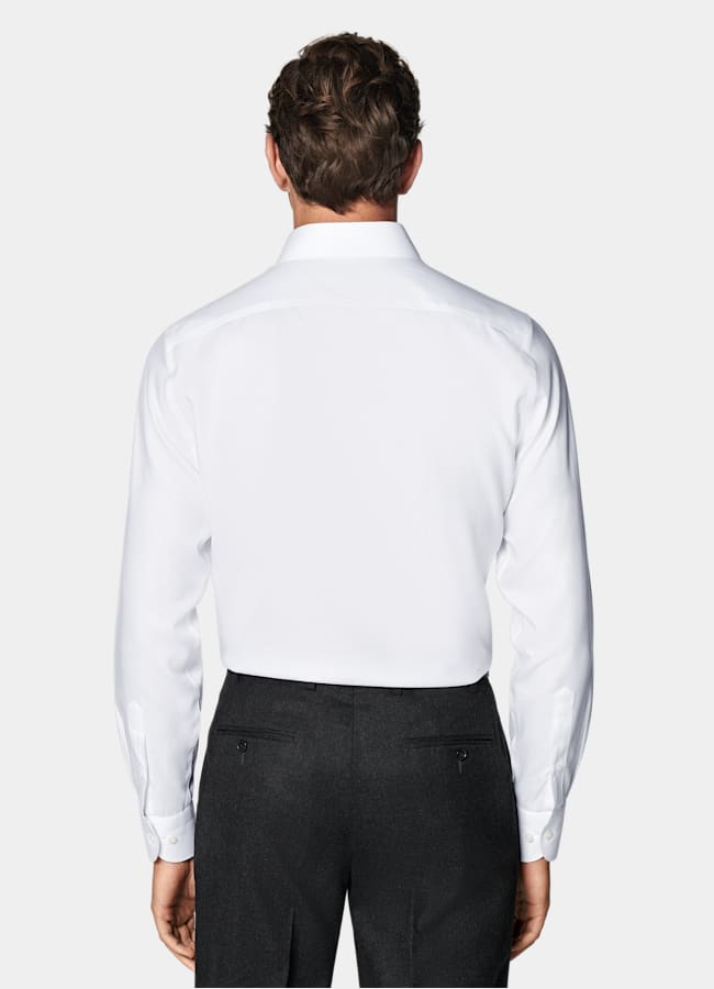SUITSUPPLY Wrinkle-Free Cotton White Classic Collar Shirt