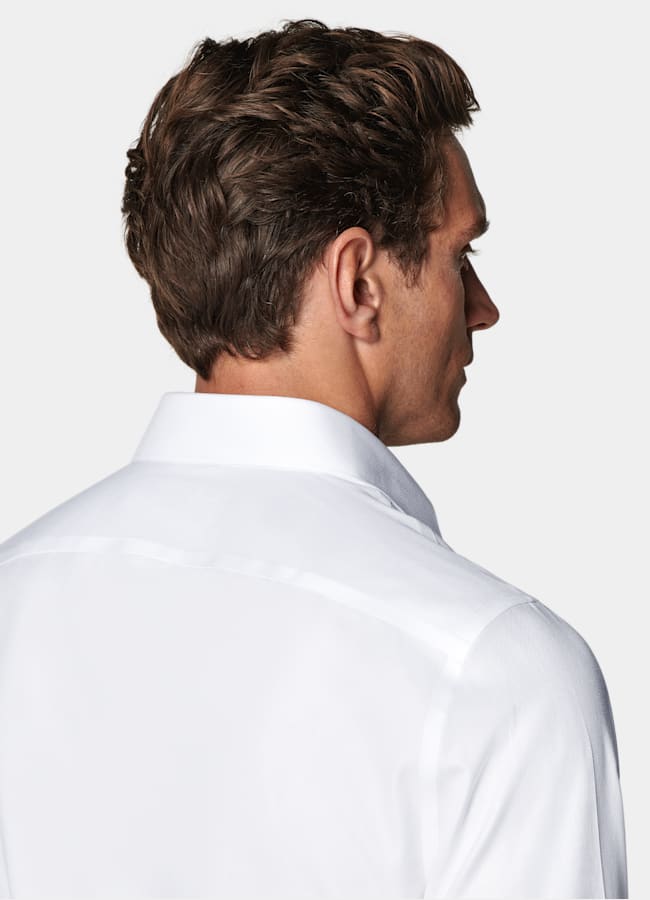 SUITSUPPLY Wrinkle-Free Cotton White Classic Collar Shirt