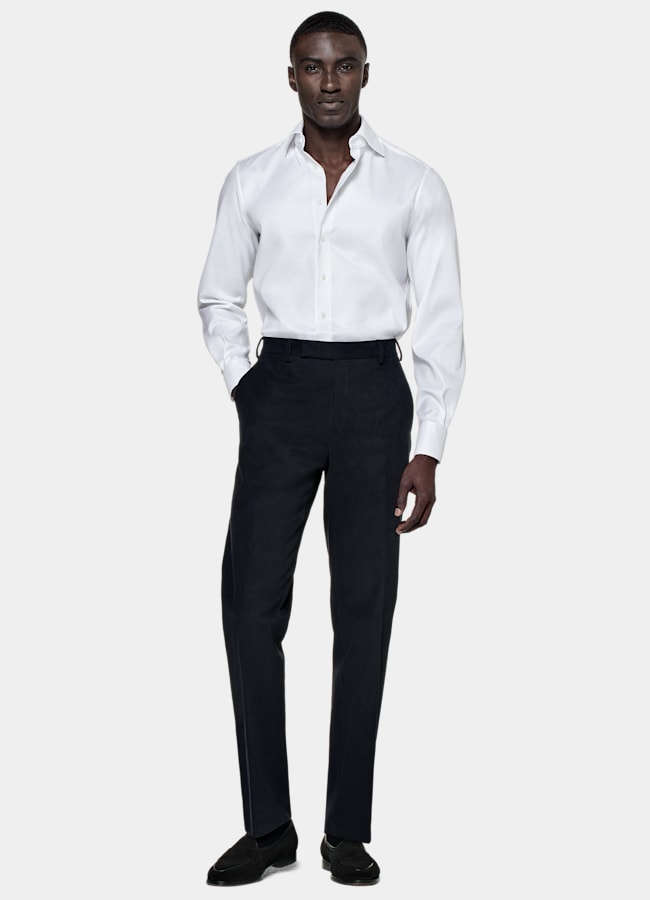 SUITSUPPLY Wrinkle-Free Pima Cotton by Weba, Switzerland White Widespread Collar Shirt