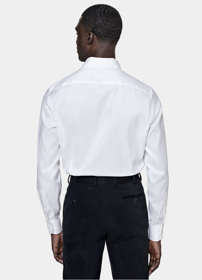 SUITSUPPLY Wrinkle-Free Pima Cotton by Weba, Switzerland White Widespread Collar Shirt